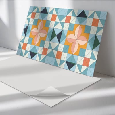 Wallfluent Vinyl Wandpaneel - Geometrisch bloemenpatroon Vinyl Wandbekleding - 100 cm x 50 cm - Oranje PVC wandpaneel - 1 stuk - Rechthoekig Wandbekleding Vinyl - Texturen Wandpaneel - Zelfklevend Muurpaneel - Wandpaneel Keuken en Badkamer