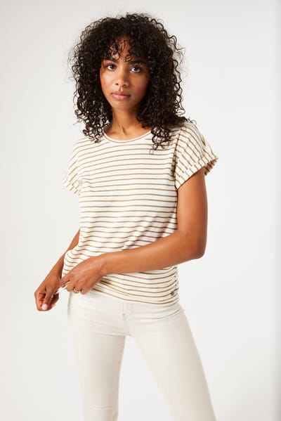 GARCIA Dames Effen T-shirt Wit Korte mouw