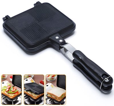 Sandwichmaker met antiaanbaklaag, 5,5 inch, Geschikt voor alle kookplaten, perfect Geschikt voor binnen- en buitenkeukens.