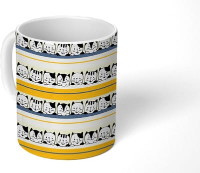 Mok - Koffiemok - Kat - Patronen - Huisdieren - Mokken - 350 ML - Beker - Koffiemokken - Theemok