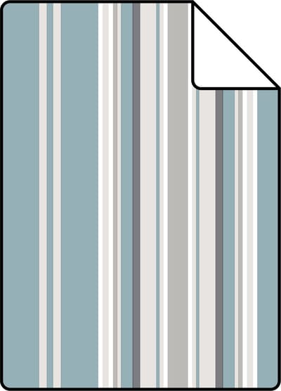 Proefstaal ESTAhome behang strepen vintage blauw en grijs - 26.5 x 21 cm - 138807-S
