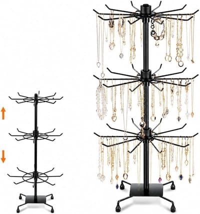 SnelShoppen - 3 Laags Sieradenstandaard - Elegant Sieradenhouder met Drie Draaiende Niveaus - Voor Armbanden, Kettingen en Hangers - Ideaal voor Organ