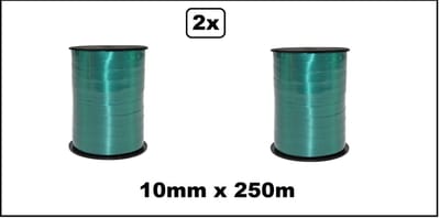 2x Krullint groen 10mm x 250meter - krul lint thema feest decoratie kado kado gold verjaardag