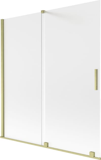 Mexen Velar badwand tweeledig schuifbaar 150 x 150 cm, matglas, geborsteld goud - 896-150-000-31-55