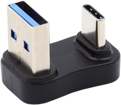 USB Adapter - Type-A naar C - Snelle Data Overdracht - 90 Graden Hoek - 10 Gbit/s - Zwart