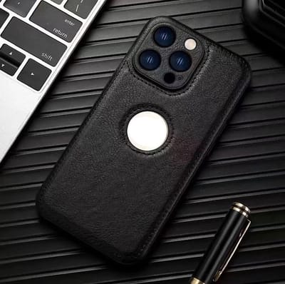 iPhone 14 pro max luxe zakelijk leer hoesje met camera bescherming zwart