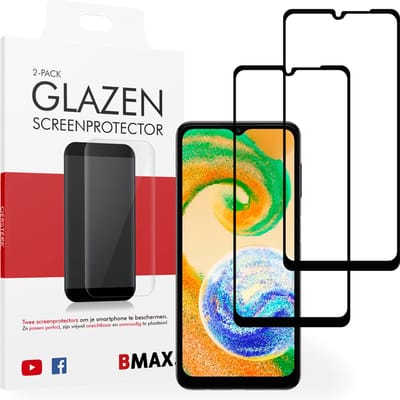 2-pack BMAX geschikt voor Samsung Galaxy A04S Screenprotector - Full Cover - Gehard glas - Apple screenprotectors - Telefoonaccessoires - Telefonie & Accessoires - Beschermglas - Glas screenprotectors - Zwart