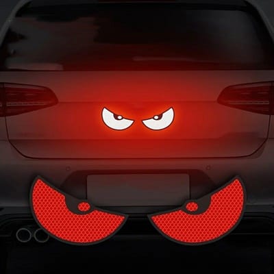 Autocollants réfléchissants de sécurité pour voiture, 2 pièces/paire, autocollants à motif d'oeil, accessoires de style automobile rouge