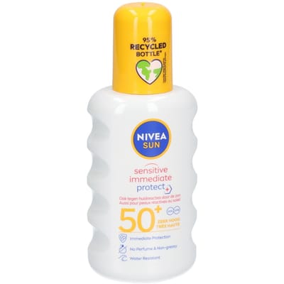 NIVEA SUN Sensitive Immediate Protect Zonnebrand Spray SPF 50+ - Zonnespray Gevoelige huid - Parfumvrij - 200 ml