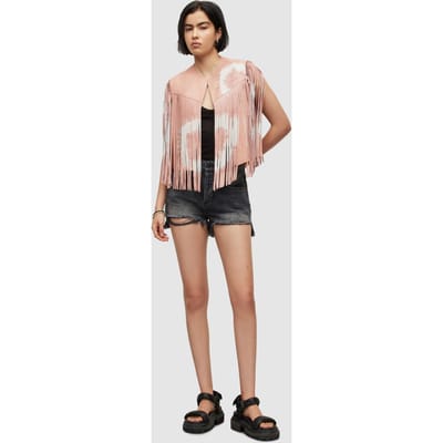 AllSaints Evie Tydy Tassel Gil Dusty Pink Size: 4 | Vests Outlet | Dames | Roze