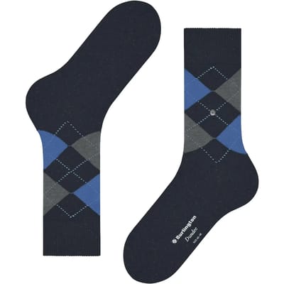 Burlington Dundee gedessineerd wol sokken heren blauw - maat 40-46