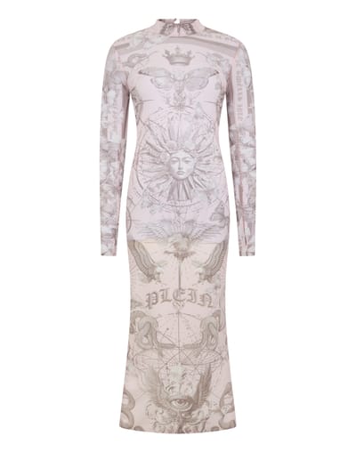 Tulle Maxi Dress Open Back Butterfly Tattoo