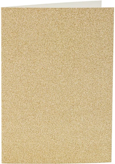 Kaarten en enveloppen, afmeting kaart 10,5x15 cm glitter, 120+250 gr, goud, 4 set