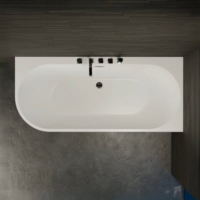SPALINA - Vrijstaand bad - Capri 170 droite blanche + robinetterie chromée, 170 x76 x58 cm, Wit