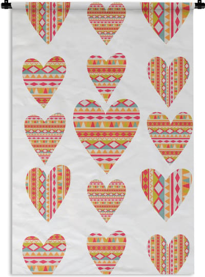Wandkleed - Wanddoek - Hart - Zuid-Amerika - Patronen - 60x90 cm - Wandtapijt