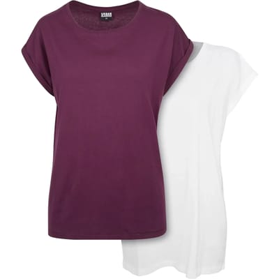 Urban Classics - Extended Shoulder 2-pack Top - XS - Wit/Paars