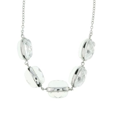 Behave® Ketting zilverkleur met transparante kralen 40 cm