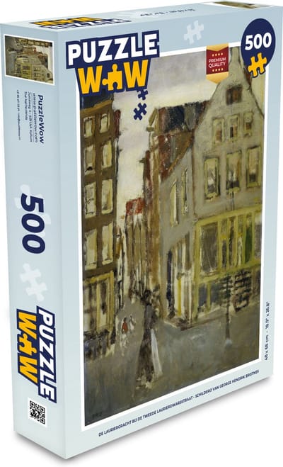 Puzzel De Lauriergracht bij de Tweede Laurierdwarsstraat - Schilderij van George Hendrik Breitner - Legpuzzel - Puzzel 500 stukjes