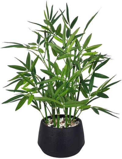 kunstmatige bamboeplant 45,7 cm - zwarte pot - nep geluksbamboe - perfect voor thuiskantoor - SnelShoppen