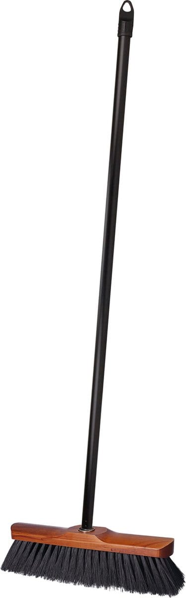 Brumag bezem voor binnen - houten bezemkop bruin - breedte 28 cm - steel 130 cm - alle vloeren - zachte haren - kunststof steel