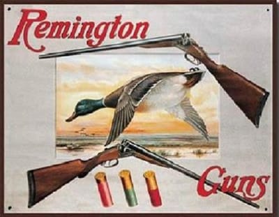 Remington Guns. Metalen wandbord 31,5 x 40,5 cm.