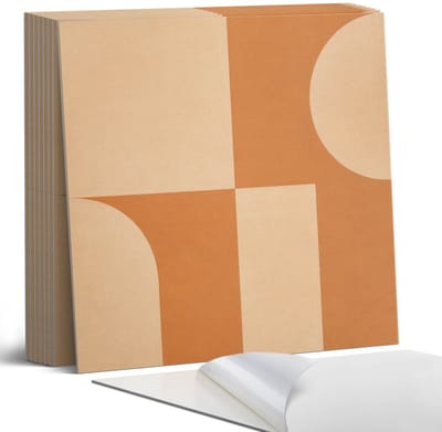 Coloray Plaktegels - Abstract geometrisch patroon Portugese Tegels - 30 cm x 30 cm - Oranje Plaktegels - 9 stuks - Vierkant PVC Tegels - Plaktegels Keuken - Zelfklevende Vloertegels - Vinyl Tegels - Zelfklevende Tegels