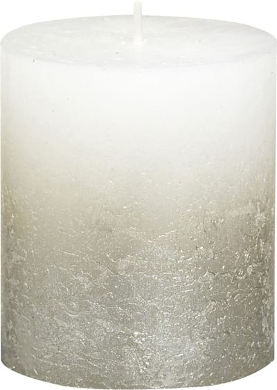 Metallic Rustieke stompkaars Fading champagne 80/68 Wit / Goud