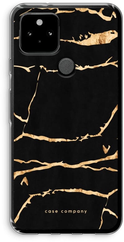 Case Company® - Hoesje geschikt voor Google Pixel 5 hoesje - Gouden marmer - Soft Cover Telefoonhoesje - Bescherming aan alle Kanten en Schermrand