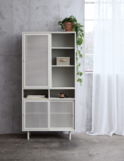 Wandkast Metaal Greige - Schuifdeuren - 2-Deuren - 90x40x180cm - Veep - Giga Living