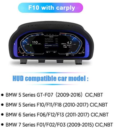 12,3 Inch Digitaal Dashboard – Virtueel Cockpit Scherm – LCD Display – Instrumentenpaneel – Snelheidsmeter – Met Carplay Ondersteuning – Hoge Resolutie 1920x720 Pixels