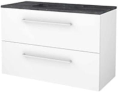 Basic-Line Start 46 Badkamermeubelset - 100 x 46 cm - Met Grepen - 2 Lades - Hardstenen Wastafel - 1 Kraangat - Ice White