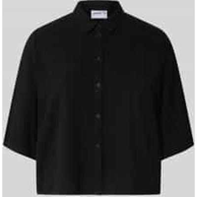 boxy fit blouse van mix van viscose en linnen in all-over look