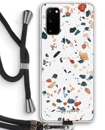 Case Company® - Hoesje met koord geschikt voor Samsung Galaxy S20 hoesje met Koord - Terrazzo N°4 - Telefoonhoesje met Zwart Koord - Bescherming aan alle Kanten en Over de Schermrand