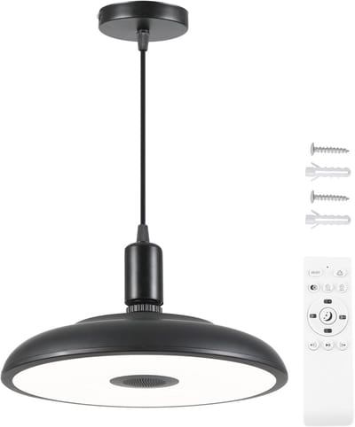 Zwarte LED Hanglamp 24W Dimbaar en Kleurveranderend voor Binnen en Buiten - Geschikt voor Keuken, Eiland en Tuin
