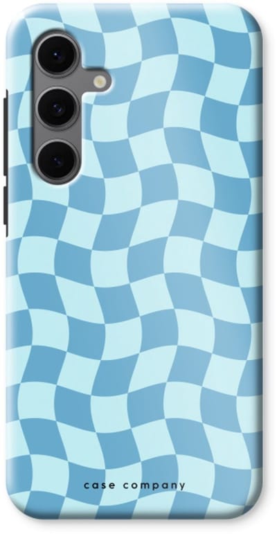Case Company® - Hoesje geschikt voor Samsung Galaxy S24 FE hoesje - Grid Blauw - Tough Case - Maximale Bescherming alle Kanten en Schermrand