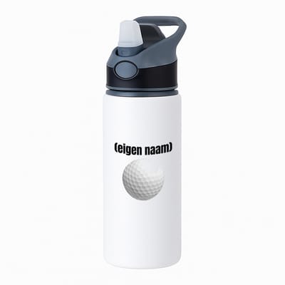 Hacebo® - golfbal met eigen naam waterfles met rietje zwart - Golf - golfers - leuk cadeau voor iemand die houdt van golfen - cadeau - kado - water fles - 650ML