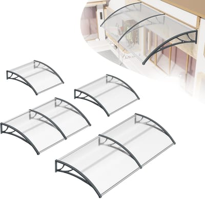 ACXIN Luifel 120×100 cm Polycarbonaat 5 mm dik Aluminium frame Grijs Weerbestendige luifel