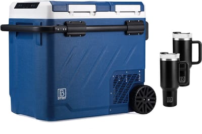 Brisby Profi Dual Zone Compressor Koelbox 58,1 Liter - 12V en 230V - Voor Auto, Boot en Camping Inclusief 2 Thermosbeker