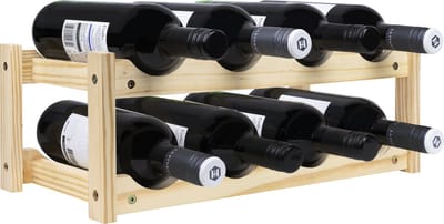 QUVIO Wijnrek / Wijnrek hout / Wijnrekken / Wijnrek staand / Wijnkast / Wijnaccessoires - Voor 8 flessen liggend - Hout