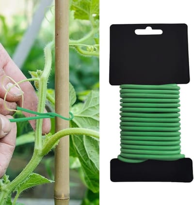 Plantenbinder Draad - Tuindraad Wikkeldraad - Planten Ondersteunen - Zacht Gecoat Flexibel - 35 mm x 20 m - Groen