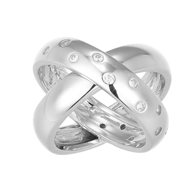 Cavill - Zilveren ring 925 Sterling zilver - 22 Nigeriaanse zirkonia's 0,389 ct - Spiraalvormig pavé design - Modern elegant damessieraad