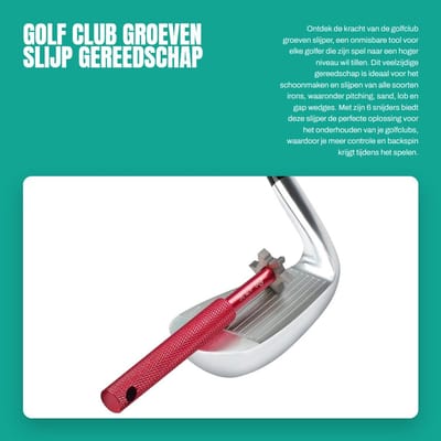 Dailygoods- Golfclubreiniger met 6 Snijders - Geschikt voor Irons - Verbeterde Backspin - Inclusief Opslagbuis - Lengte 11 cm - Professionele Tool - Golfclub Slijper