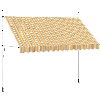 vidaXL - Luifel - handmatig - uittrekbaar - 350 - cm - geel - en - blauwe - strepen
