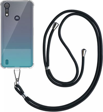 Telefoonhoesje Geschikt voor Motorola Moto E6s Transparant ShockProof met Afneembaar Universeel Telefoonkoord - Cover Case Siliconen ShockProof with Lanyard - Smartphonica geschikt voor Motorola Moto E6s 2020