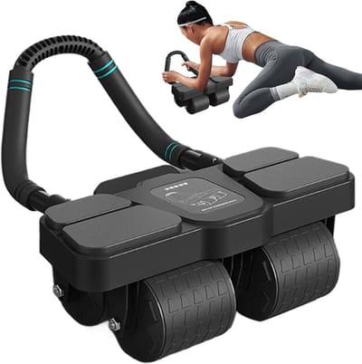 Buikspiertrainer Roller - Core Trainer - Kracht Trainen - Automatische Terugslag - 39 x 24 x 14 cm - Zwart