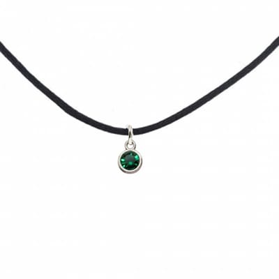 Ketting -Arcen- suede- groene steen- 45 cm - Charme Bijoux