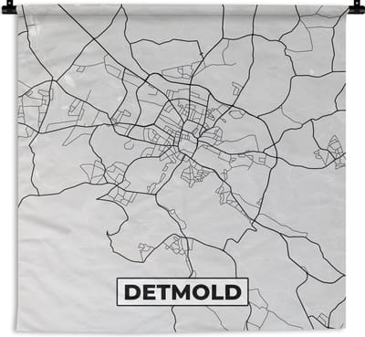 Wandkleed - Wanddoek - Detmold - Kaart - Stadskaart - Plattegrond - Duitsland - 180x180 cm - Wandtapijt