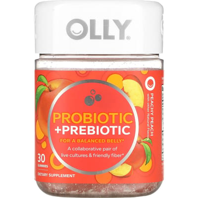 OLLY, probiotique + prébiotique, pêche pêche, 30 gummies
