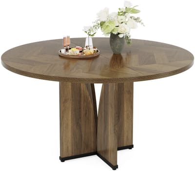 MAZAZU Eettafel Rond - Houten Keukentafel - Bruin - 100x100x75cm