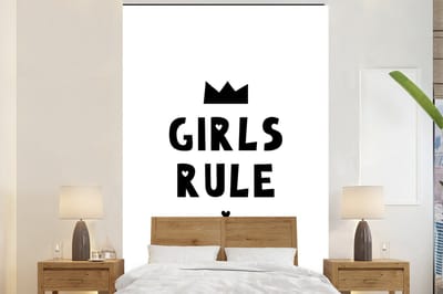 Behang kids - Wanddecoratie kinderkamer - Quotes - Kinderen - Meisjes - Girls Rule - Spreuken - 200x300 cm - Decoratie kinderen